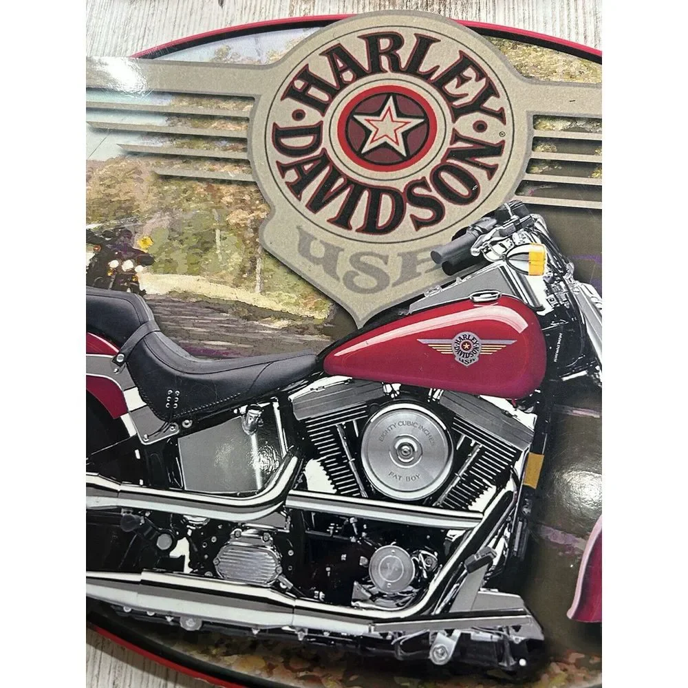 Vintage Harley Davidson Wooden/Cork Sign - No‎ Hanging Hardware Set Of Two (2)
